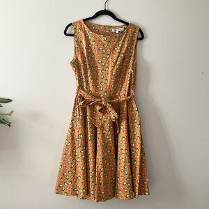 Miss Lulo XL Sleeveless Fit & Flare Dress Glasses Print